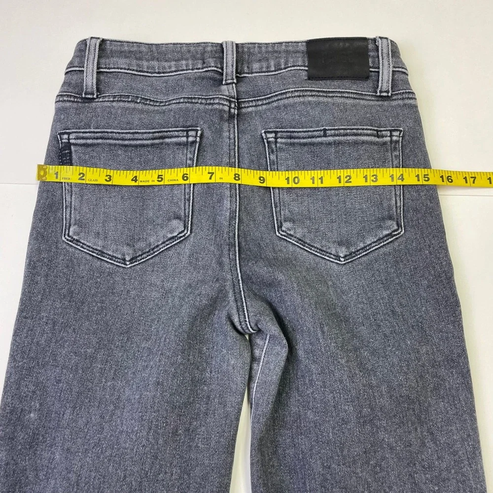 Paige Cindy High Rise Straight Leg Jeans 28 Ash Black Raw Hem Casual Grunge